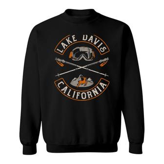 Lake Davis California Mountains Vintage Biker Patch Sweatshirt | Mazezy
