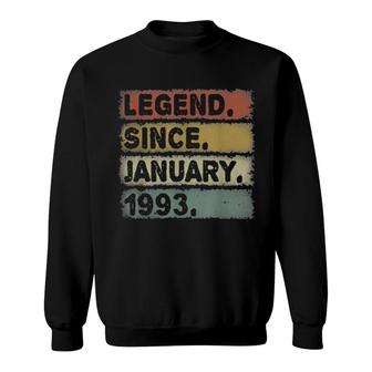 Legend January 1993 29Th Birthday Retro 29 Years Old Sweatshirt | Mazezy