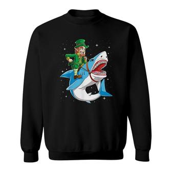 Leprechaun Riding Shark St Patricks Day Sweatshirt | Mazezy