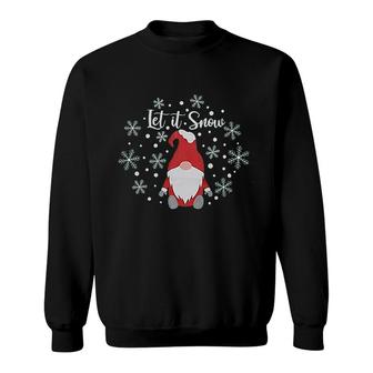 Let It Snow Christmas Women Men Cute Gnome Snowflake Print Xmas Graphic Sweatshirt - Thegiftio