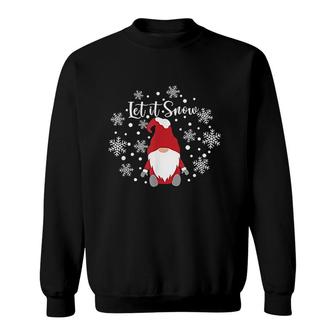 Let It Snow Gnomes In Red And Snowflake Merry Christmas Sweatshirt - Thegiftio UK