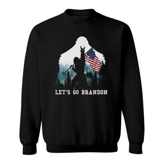 Let's Go Brandon Camping Bigfoot Rock And Roll American Flag Sweatshirt | Mazezy