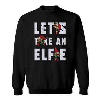 Let's Take An Elfe Christmas Holidays Gift Santa Claus Raglan Baseball Tee Sweatshirt | Mazezy