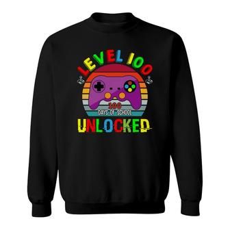 Level 100 100Days Of School Unlocked Video Game Lover Sweatshirt - Thegiftio UK