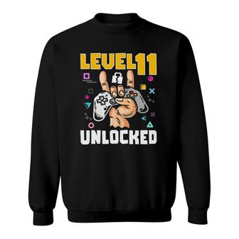 Level 11 Unlocked Awesome Video Game 11Th Birthday Kids Gift Sweatshirt | Mazezy