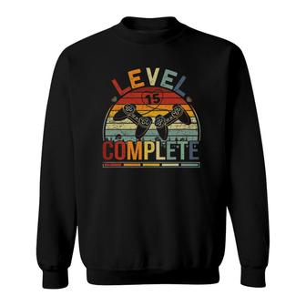 Level 15 Complete Retro Video Gamer Couple 15Th Anniversary Sweatshirt | Mazezy DE