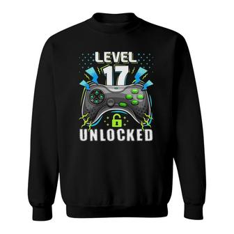 Level 17 Unlocked Retro Video Game 17Th Birthday Gamer Gift Sweatshirt | Mazezy
