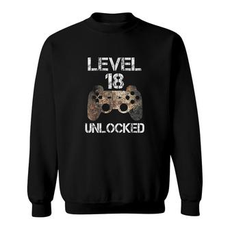 Level 18 Unlocked Boys 18th Birthday 18 Year Old Gamer Boys Sweatshirt - Seseable