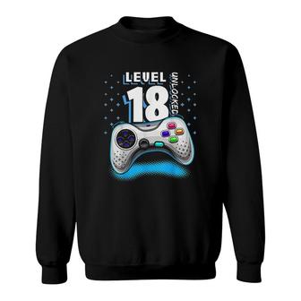 Level 18 Unlocked Retro Video Game 18th Birthday Gamer Gift Star Sweatshirt - Seseable
