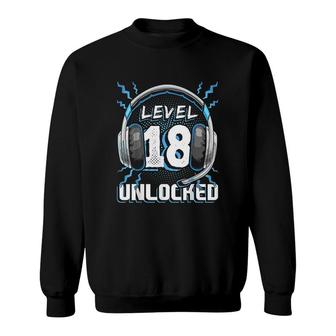 Level 18 Unlocked Video Game 18th Birthday PC Gaming Gift Sweatshirt - Seseable