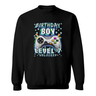 Level 7 Unlocked Video Game 7th Birthday Gamer Boys Sweatshirt - Seseable