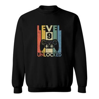 Level 9 Unlocked Funny Video Gamer 9th Birthday Sweatshirt - Seseable