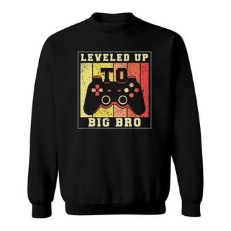 Leveled Up To Big Bro 2022 Brother Baby Announcement Sibling Sweatshirt | Mazezy