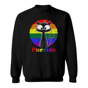 Lgbt Cat Lovers Purride Flag Gay Pride Month Lgbtq Sweatshirt | Mazezy
