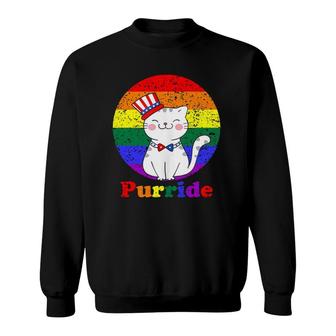 Lgbt Cat Lovers Purride Rainbow Flag American Flag Lgbtq Sweatshirt | Mazezy