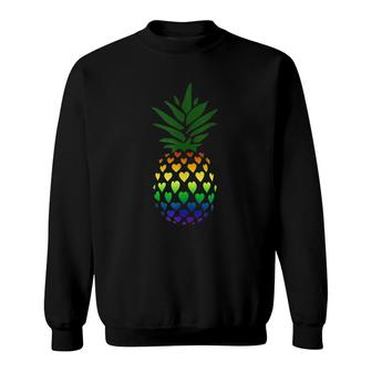 Lgbt Pride Rainbow Hearts Filled Pineapple Sweatshirt | Mazezy