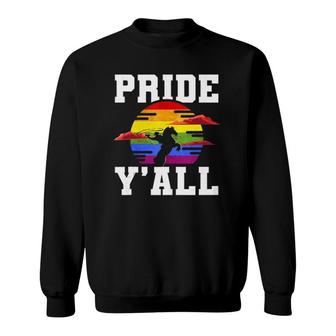 Lgbt Rainbow Gay Pride Flag Cowboy Hat Western Cowboy Sweatshirt | Mazezy