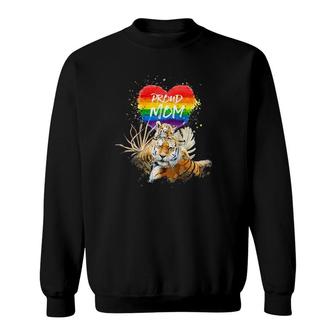 Lgbtq Gay And Lesbian Pride Mama Tiger With Baby Proud Mom Raglan Baseball Tee Sweatshirt | Mazezy