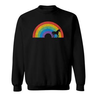 Lgbtq Pride Retro Rainbow Unicorn Silhouette Pride Month Sweatshirt | Mazezy