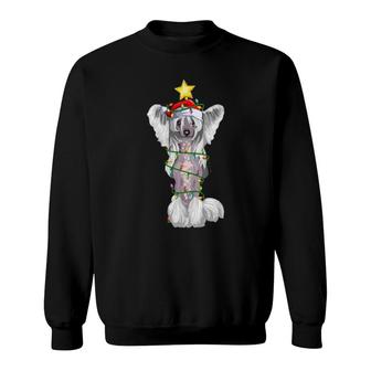 Lighting Xmas Tree Matching Santa Chinese Crested Christmas Sweatshirt | Mazezy