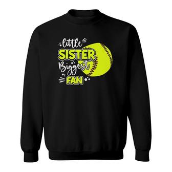 Little Sister Biggest Fan Softball, Softball Girl Sweatshirt | Mazezy