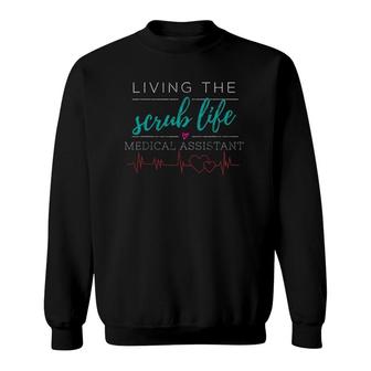 Living The Scrub Life Nurse Distressed Tee Sweatshirt | Mazezy
