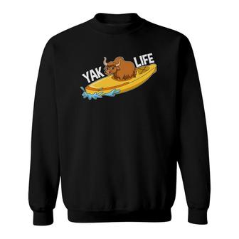 Living The Yak Life - Funny Yak In A Kayak Sweatshirt | Mazezy