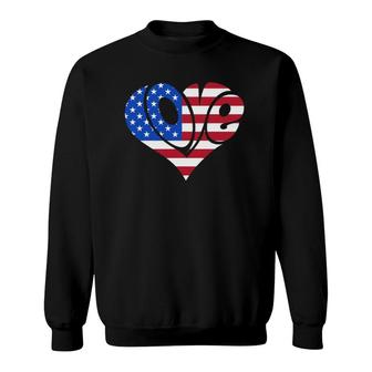 Love American Flag Hearts 4Th Of July Cute Graphic Sweatshirt - Thegiftio UK