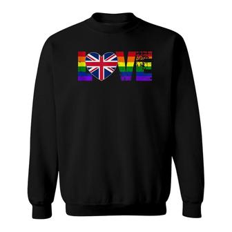 Love Gay Pride Gay Rainbow British Flag Sweatshirt | Mazezy