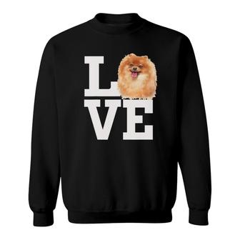 Love Pomeranian Dog Cute Pomeranian Furry Dog Face Sweatshirt | Mazezy