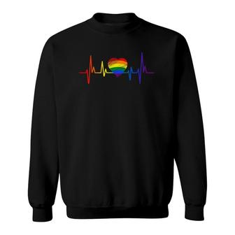 Lovely Lgbt Gay Pride Heartbeat Lesbian Gays Love Sweatshirt | Mazezy