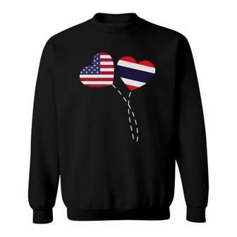 Loving Usa Thailand Flag Heart Thai Americans Love Sweatshirt | Mazezy