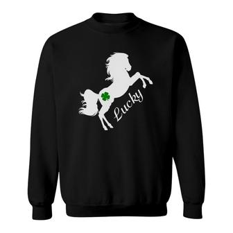 Lucky Horse St Patrick's Day For Horse Ladies Sweatshirt | Mazezy