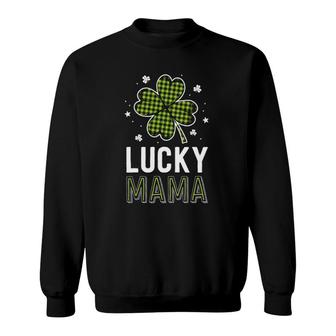Lucky Mama Mom Green Buffalo Plaid St Patrick's Day Matching Sweatshirt | Mazezy