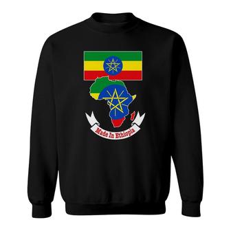 Made In Ethiopia With Ethiopian Flag In Africa Map Sweatshirt | Mazezy