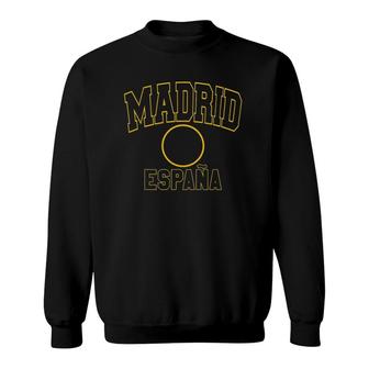 Madrid Espana Spain Varsity Black Print With Amber Outline Sweatshirt | Mazezy