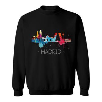 Madrid Watercolor City Skyline Spain Sweatshirt | Mazezy