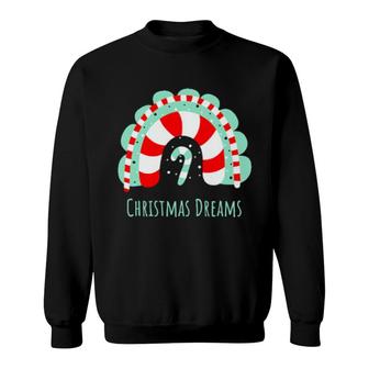 Magical Christmas Dreams Boho Rainbow Candy Cane Christmas Sweatshirt | Mazezy