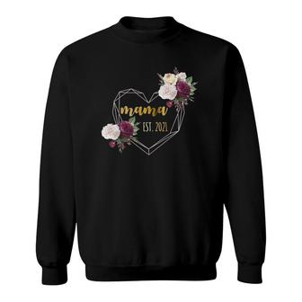 Mama Est 2022 With A Heart And Fllowers Mother's Day Sweatshirt | Mazezy