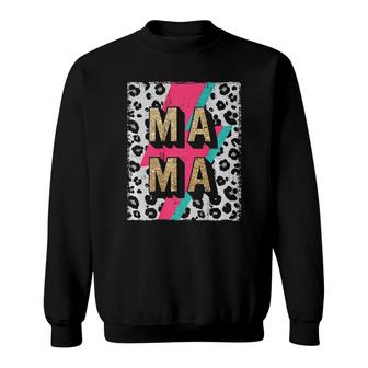 Mama Lightning Bolt Leopard Distressed Premium Sweatshirt | Mazezy