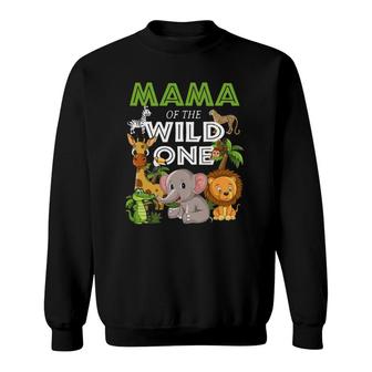 Mama Of The Wild One Zoo Birthday Safari Jungle Animal Sweatshirt | Mazezy