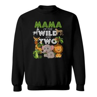 Mama Of The Wild Two Zoo Birthday Safari Jungle Animal Sweatshirt | Mazezy