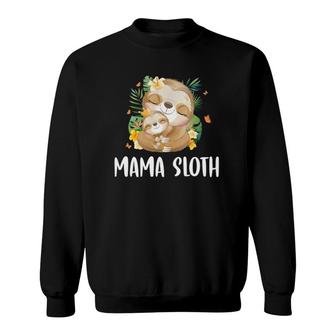 Mama Sloth Cute Mom & Baby Sloth Jungle Print For Who Love Sloth Mother's Day Sweatshirt | Mazezy