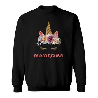 Mamacorn Unicorn Face Mother's Day Mom Floral Sweatshirt | Mazezy
