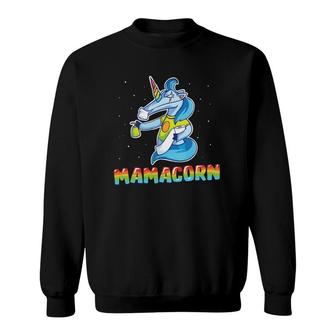 Mamacorn Unicorn Mama Unicorn Holding Toilet Paper Colorful Text Galaxy Sweatshirt | Mazezy