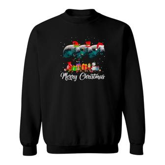 Manatee Christmas Pajama Tree Xmas Lights Animals Sweatshirt | Mazezy