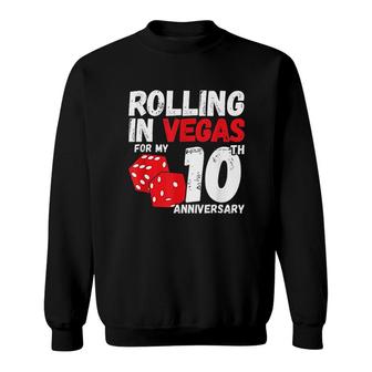 Married 10 Years 10Th Anniversary Red Vegas Anniversary Trip Sweatshirt - Thegiftio UK