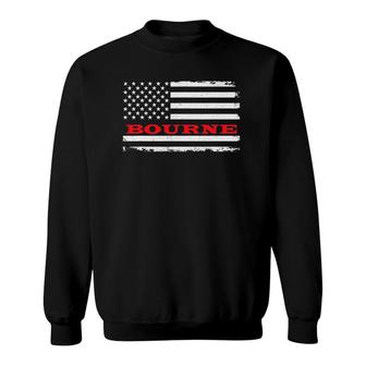Massachusetts American Flag Bourne Usa Patriotic Souvenir Sweatshirt | Mazezy