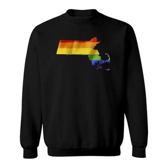 Massachusetts Lgbt Gay Pride - Rainbow Flag Sweatshirt | Mazezy