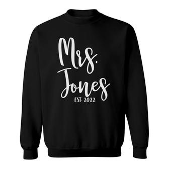 Matching Newlywed Married Est 2022 Mrs Jones Honeymoon Sweatshirt | Mazezy